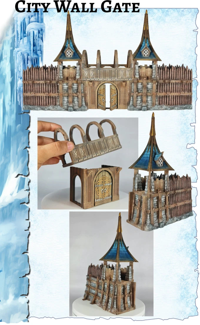 Medieval Town Wall- The Frost. 28mm Wargame/RPG/DnD Terrain